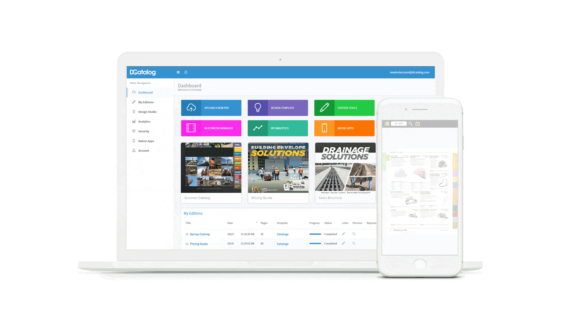 b2b catalog software dashboard