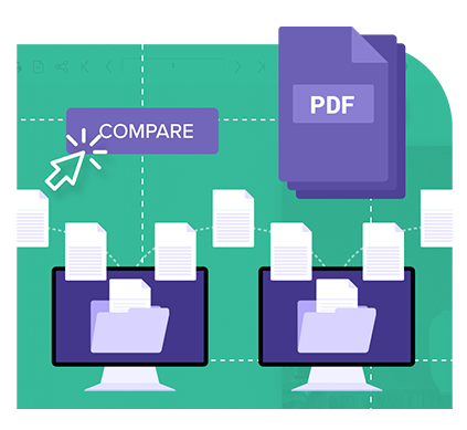 Smart Doc AI illustration showing PDF document comparison feature across multiple files.