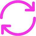 Icon of circular arrows representing real-time inventory updates and faster time-to-market.