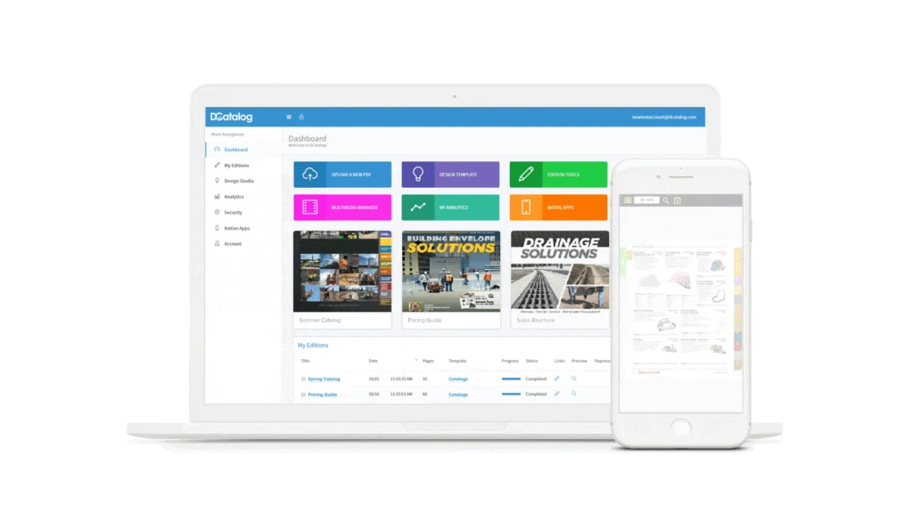 dashboard screenshot of dcatalog solution