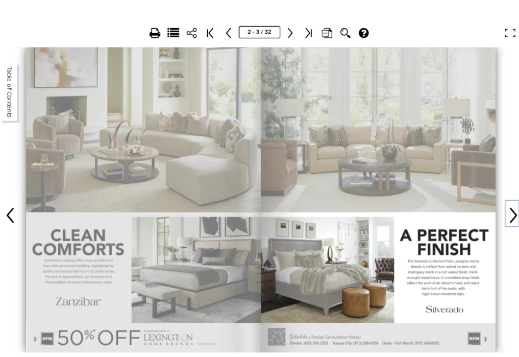 example page from nfm furniture lookbook