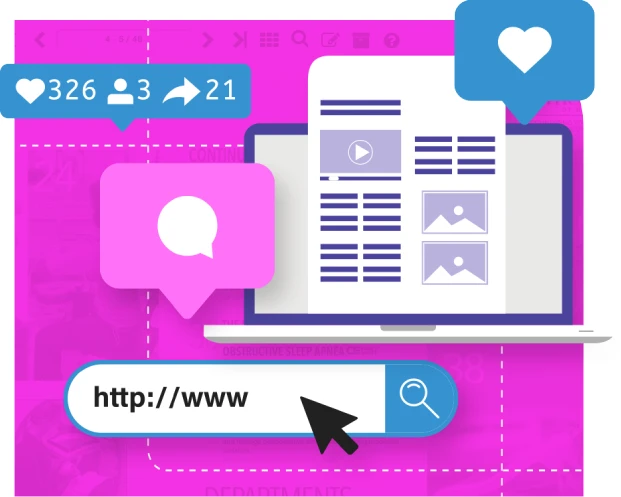 DCatalog feature demonstrating sharing capabilities via social media and whitelabel links
