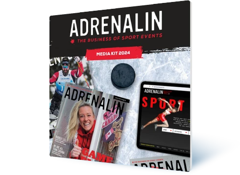 digital magazine cover of adrenalin, the business of sports events