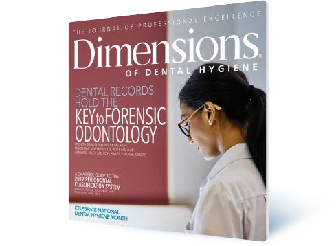 online magazine cover of dimensions of dental hygiene