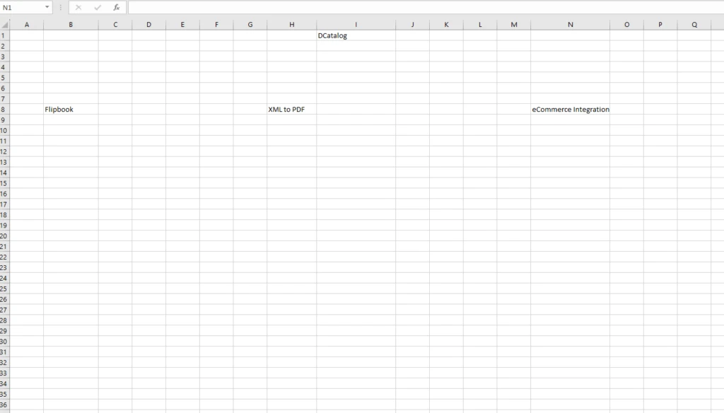 step 1 set up catalog outline in excel